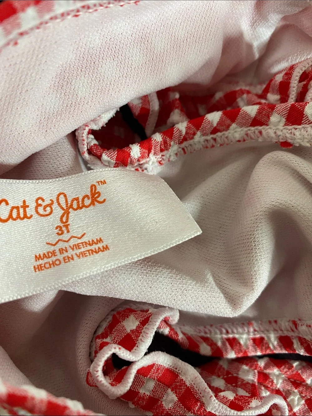 Cat & Jack Red Gingham Smocked Two-Piece Bikini swimsuit